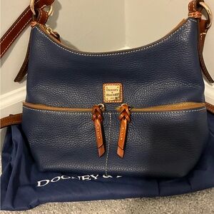 Dooney & Bourke Blue and Tan Leather Shoulder Bag